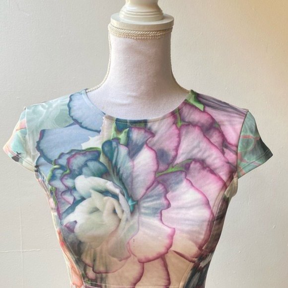 Ted Baker Pastel Succulent Mini Skater Dress 0 - Picture 3 of 16